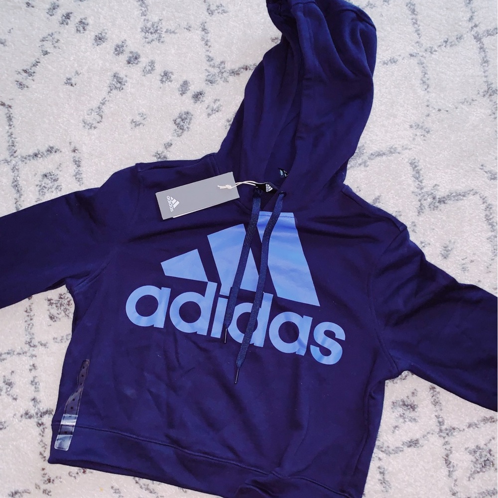 Adidas navy cropped sweatshirt
